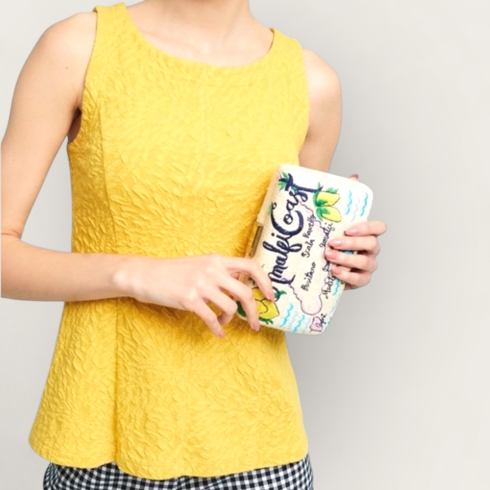 Like New [Postmark · Anthro] Yellow Gold Blouse Textured Peplum Tank Top | Small